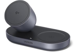 ‎UGREEN UGREEN Zapix 2 w 1 Magnetyczna ładowarka bezprzewodowa 15W, stacja ładująca do iPhone'a z certyfikatem Qi2, kompatybilna z MagSafe dla serii iPhone 17/16/15/14/13/12 i AirPods, z kablem 1 m