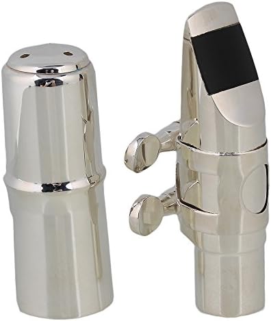 Yibuy #6 Silver Nickel-plated B-flat Soprano Saxophone Mouthpiece with Ligature Reed