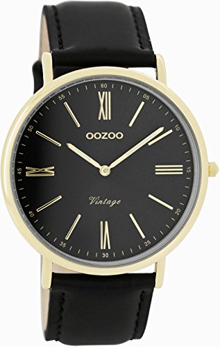 Oozoo Vintage Ultra Slim Leder 40 MM Gold/Schwarz/Schwarz C7713 Oozoo Vintage Ultra Slim Leder 40 MM Gold/Schwarz/Schwarz C7713