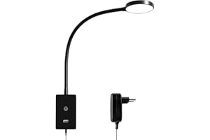 ENUOTEK Lampe de Lecture LED Tactile à Intensité Réglable, Lampe de Lecture Murale, Lumière de Lecture de lit Avec Port de Charge USB 2A, 4 Niveaux de Luminosité (100% - 70% - 35% - 15%), 4000K