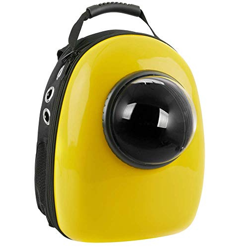 CityBAG - Mochila para transporte de mascotas gato y perro Transportin de plástico rígido amarillo