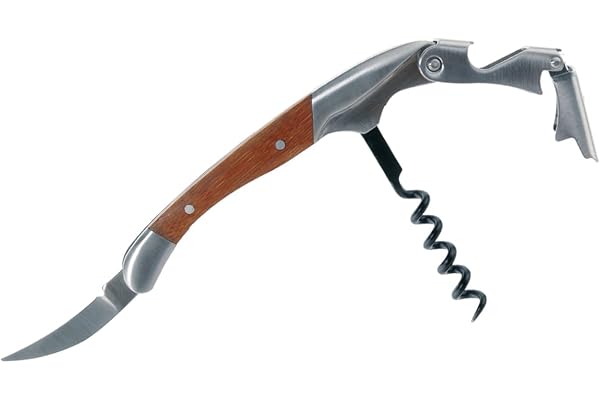 Laguiole korkskruv servitörskniv - premium sommelierkniv med folieskärare & kapsylöppnare - trähandtag av bambu - rostfritt stål - vinöppnare för proffs & finsmakare