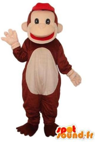 Mascot SpotSound Amazon customizable brown monkey, red hat - monkey costume