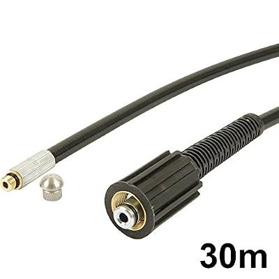 McFilter Tuyau | 30 m, de nettoyage de canalisation, 60 °C | avec buse fixé | avec adaptateur | Idéal pour nettoyeur haute pression Kärcher,... | de Mcfilter
