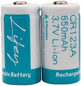 Lifey CR123A 16340 3.7V mAh650 Rechargeable Lithium Li-ion Batteries for Flashlight Photo Arlo Camera Camcorder Toys (4Pcs)