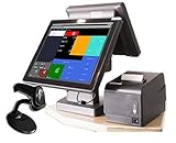 Lieferumfang: Kassensystem mit einem 15 Zoll TouchScreen TFT-Kassenmonitor, Integriertes 12 Zoll Multimedia-Kundendisplay, Kassensoftware: Blitzkasse Handel'M, USB-LAN Bondrucker iQPRN805 mit Bon-Cutter (schneidet Ihre Bons automatisch), Tastatur (nur für die Programmierung), Barcodescanner