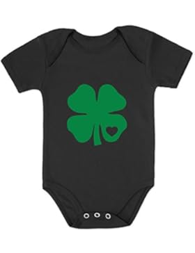 Baby St. Patrick's Day Grünes Kleeblatt mit Herz Kurzarm-Body Baby Body