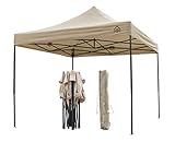 Tonnelles toutes saisons, choix de couleurs, 3x3m robuste, entièrement imperméable, en PVC enduit, Tonnelle Premium Pop Up, + sac de transport sur roues et 4 sacs de poids pour les pieds. (Beige)