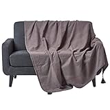 plaid tagesdecke rosen Wohndecke in Ripp-Optik. Größe: ca. 150 x 200 cm, Farbe: dunkelgrau