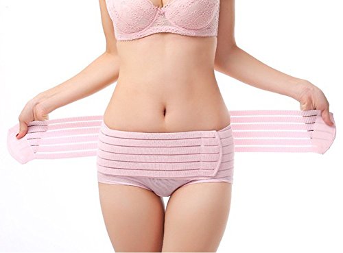 Fletion Women's Pregnancy Pelvis Maternity Support Belt Postpartum Recovery Correction Band Breathable Elastic Shrink Hip Shaper Velcro Slimmer Cincher Tights Control Slimming Wrap - Pink