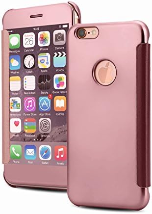 iPhone 6 Plus/6S Plus Case, XMTIKO Shockproof Mirror Clear View Window Flip Case For iPhone 6 Plus/iPhone 6S Plus (Rose Gold)