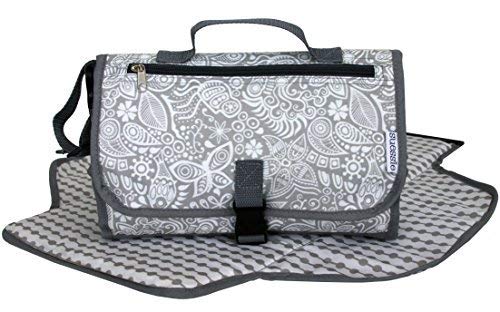 Portable Nappy Changing Mat - Waterproof Change Mat with Clutch - Travel Changing Pad Organizer - Baby Changing Kit with Bonus Loop for Toys - BPA Free