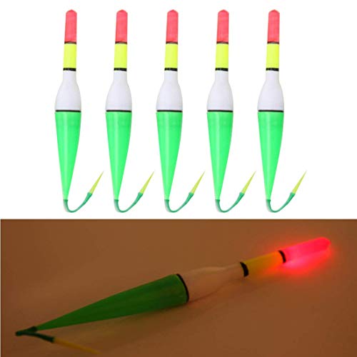 Zeagro 5 pièces/Lot de pêche Constant en liège Plastique Floater électrique LED Lumière Clignotante Vertical Bouée Souple Queue Poisson Flottant Flotteur