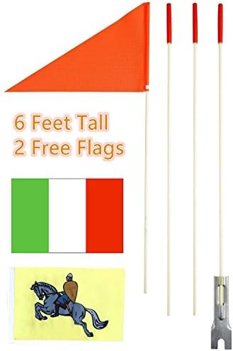 Safety Flag Kid Bike Trailer High-Visibility 6 Foot Fiberglass Pole Orange Safety Flags Italy Flag and Knight Flag