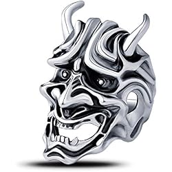 EVBEA Anillos Hombre Máscara de Hannya Prajna Joyería Japonesa Punk Rcoker clásica Anillos de Calavera para Hombres