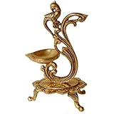 Metaldecor Lamp Peacock Diya Brass Oil Standard Tier(Yellow)