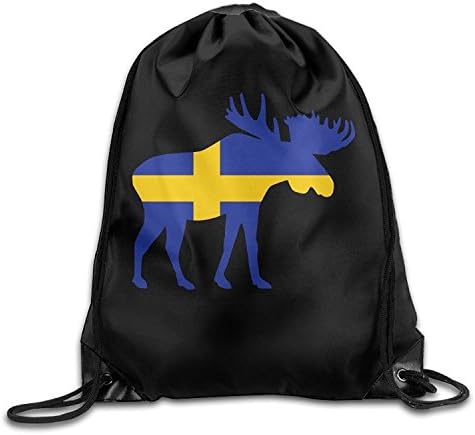 Doormat bag Swedish Flag And Moose Drawstring Backpack Beam Mouth Sports Sackpack Rucksack Shoulder Bags For Men And Women