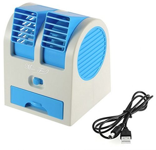 Faction Plastic USB and Battery Powered Mini Dual Bladeless Air Cooler (Colour May Vary) RS.285 (81.00% Off) - Amazon