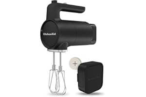 ‎KITCHENAID KitchenAid Handmixer kabellos - Go Cordless - Mit 7 geschwindigkeiten und soft start - 2 Edelstahl turborührbesen - 60 Minuten Nutzungsdauer pro Ladung - Schwarz - Mit Akku
