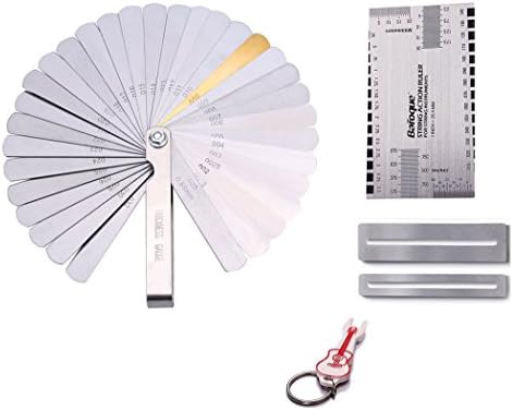 Yooaky Guitar Luthier Kit-Double Sided Gauge Ruler,32 Leaves Feeler Gauge,2 Protector Guards,1 Pin Puller Keychain