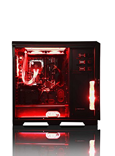 VIBOX Precision 6.218 Gaming PC – 4,2GHz AMD FX Quad-Core Prozessor, GT 710 GPU, preiswerte, Wassergekühlter Desktop Gamer Computer mit Spielgutschein, Rot Innenbeleuchtung, lebenslange Garantie* (4,2GHz übertakteter Superschneller AMD FX 4300 Quad-Core Prozessor CPU, Nvidia GeForce GT 710 1GB Grafikkarte GPU, 8GB DDR3 1600MHz RAM, 1TB HDD Festplatte, Raijintek Triton Wasserkühler, 400W 85+ Netzteil, Phanteks Gehäuse, AM3+ Mainboard, Ohne Windows Betriebssystem) - 4