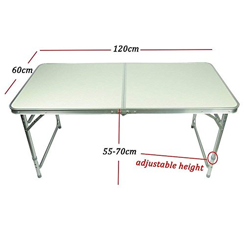 Lospu HY Portable Campingtisch aus Aluminium Gartentisch Höhenverstellbarer Klapptisch Koffertisch praktisches Kofferformat (1.2M)