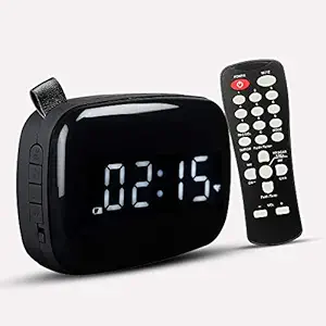 Pagaria Portable Radio & Alarm Clock Bluetooth Speaker with Remote/Alarm/USB/am/fm/SD Card/aux/Bluetooth Recording/mic Recording. (Black)