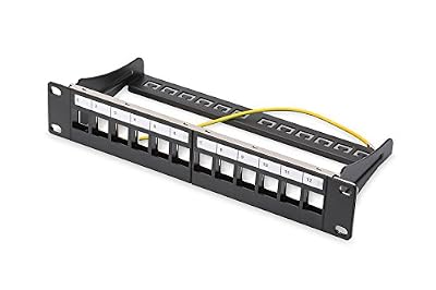 Digitus Professional DN de 91420 Panneau de brassage modulaire blindé, 12 ports, Blank, 1U, 254 mm, 25,4 cm (10 pouces) Rack Mount Noir