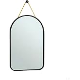 DEİNHAUS Dekoratif Duvar Aynası, Siyah İnce &Ccedil;er&ccedil;eveli Kemer Tasarım, 23x40 cm, Askı İpli, Antre, Banyo ve Makyaj i&ccedil;in Modern 