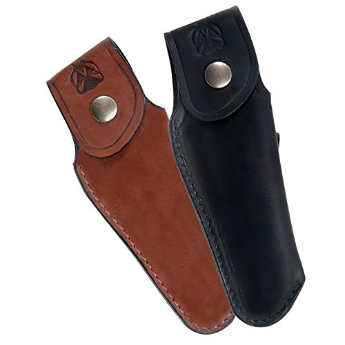 Laguiole Actiforge - Etui cuir pleine fleur pour couteau Laguiole - Fabrication Française Artisanale - Noir - Sans Fusil