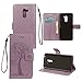 Produktbild Shinyzone Xiaomi Pocophone F1 Brieftasche Leder Flip Hülle,Premium PU Geprägte Eule Baum [Lavendel],Magnetverschluss Standfunktion Schutzhülle mit Kartenfach und Handschlaufe