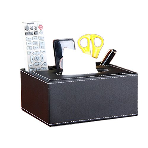 RayMoon Multifunktional Speicherabteil Leder Schreibtisch Organizer Box für Haus Büro Schwarz
