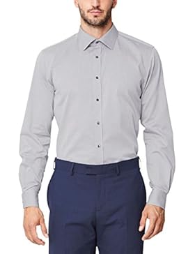 s.Oliver BLACK LABEL Herren Slim Fit Business Hemd Heringbone