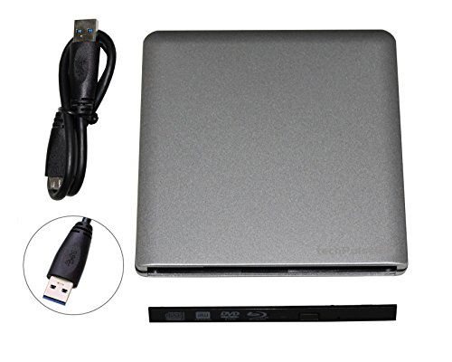 Preisvergleich Produktbild techPulse120 externes USB 3.0 Aluminium Laufwerksgehäuse (Gehäuse ohne Laufwerk) Alu Case Caddy für Ultra Slim 9,5 mm SATA Blu-Ray DVD CD Brenner Combo Laufwerke - easy Click Einbau