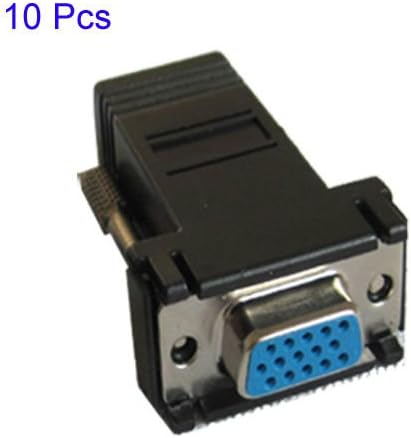 Generic 10x Black VGA Extender Female to LAN CAT5 CAT6 RJ45 Network Cable Adapter Kit