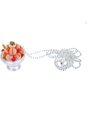 Eisbecher Halskette Kette Miniblings Erdbeere Eis Sahne Süßes 80cm orange
