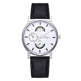 LoveLeiter Herren Mode & Freizeit Quarzuhr,Männer mit braunem Schwarz Lederband großem Weißes Zifferblatt Armbanduhr wechselbarem Lederarmband im zeitlosen Industrial-Look