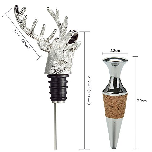 Hirschkopf Flaschenausgießer Weinausgießer Ausgießer Anti-Tropf Bar Wein Stopper - 3