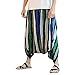 Produktbild JYJM Herren Harem Lange Hosen Männer Freizeithose Streifen Print Hosen Sweatpants Baumwolle Leinen Männer Persönlichkeit Casual Hosen Männer Lose Hose Taschen Hosen Retro Hosen Outdoor Hose