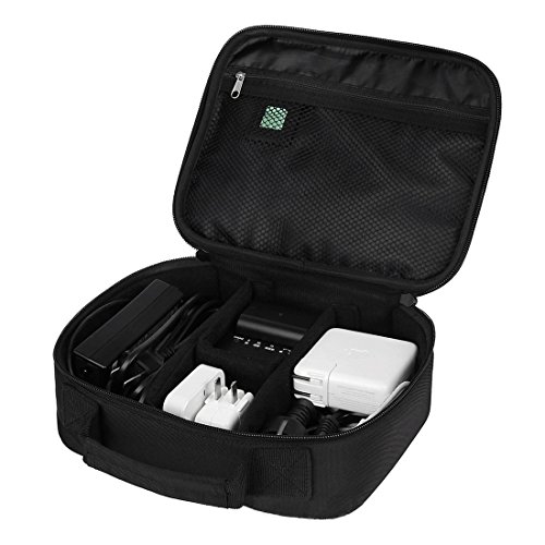 Wrcibo Universal Tragbarer Travel Organizer Electronisches Tasche Case Organisator Reiseorganisator mit Innerer Netztasche für Elektronikzubehör, iPad Mini,USB Kabel ,Speicherkarten (Koffer, Schwarz)