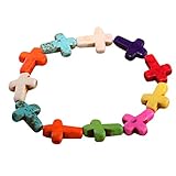 Yazilind Schmuck On Sale! Multicolor Howlith Nette Kreuz Trendy Gebet Stretch -Armband Zucker Frauen &amp; -Geschenk-Idee Geschenk