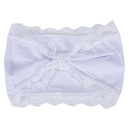 TININNA Teens Frauen Mädchen Sport Spitze Elastische Haarband Stirnbänder Stirnband Turban Kopftuch Bandanas Headwear Verknotetes Kopfband Yoga Joggen Freizeit (Weiß)