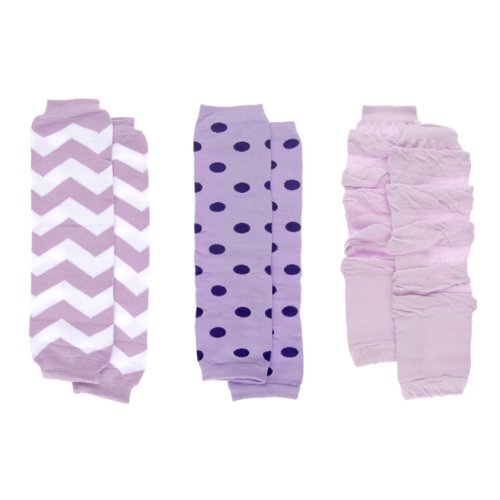 Baby Girl Leg Warmers Set - Purple Chevron and Polka Dot Set of 3