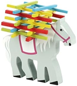 Natureich horse / elephant Montessori wooden stack toys to enhance learning skills with colorful chopsticks / nature from 3 years on for the early motoric skills development &amp; training your child's