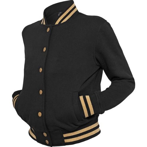 Urban Classics Ladies Ladies Metallic College Sweatjacket Transitional Jacket black gold