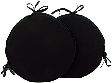 Set of 2 Bistro/14" Round Seat Pads - Simply Black