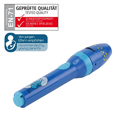 DIE SCHLÜMPFE Kinder-Taschenlampe / Projektionslampe, Jungen blau Lampe mit Projektor for boys von ANSMANN - 2