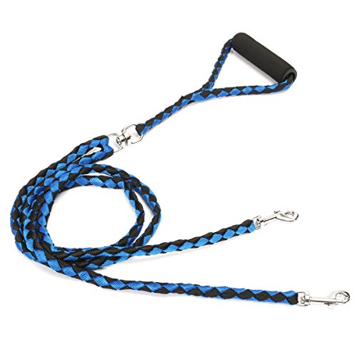 Dog-Leash-2-Dogs-Focuspet-Double-Dog-Leash-46-Foot-2-Way-No-Tangle-Coupler-Double-Pet-Dog-Lead-Leash-Twin-Large-Medium-Small-Dogs-Blue-and-Black
