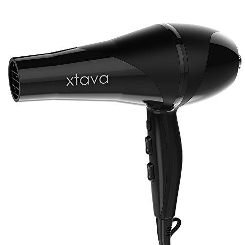 xtava Allure 2200W Professioneller Ionisch-keramischer Haartrockner – Bringen Sie den Salon zu Ihnen nach Hause mit diesem leistungsstarken und präzisen Haartrockner – 2 Geschwindigkeitsstufen – 3 Heizstufen (Schwarz) - 2