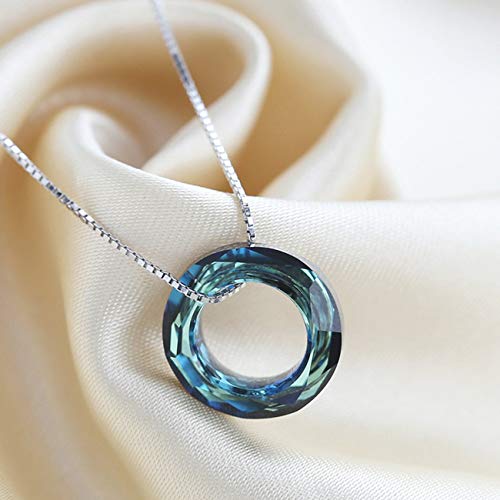 Preisvergleich Produktbild Elviray Kristall schillernden Kreis anhänger Hochglanz Temperament weiblichen kurzen schlüsselbein Halskette schmuck Korean Fashion